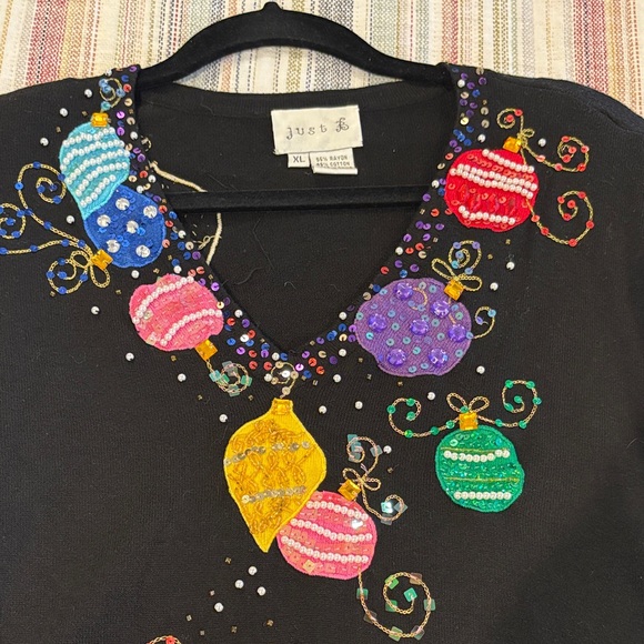 Just B Vintage Embellished Christmas Sweater Size XL - Picture 6 of 10